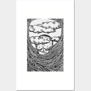 Aesthetic Lineart Seascape Posters and Art